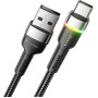 Кабель Essager Colorful LED USB - USB Type-C (M/M), 3A, 2 м Black (EXCT-XCDA01)