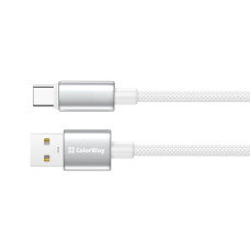 Кабель ColorWay USB - USB Type-C (M/M), zinc alloy braided, 3А, 1 м, White (CW-CBUC098-WT)