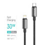 Кабель ColorWay USB Type-C - Lightning (M/M), zinc alloy braided, 3А, 1 м, Black (CW-CBPDCL098-BK)