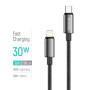 Кабель ColorWay USB Type-C - Lightning (M/M), zinc alloy braided, 3А, 2 м, Black (CW-CBPDCL099-BK)