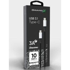 Кабель Grand-X USB Type-C - USB Type-C, Power Delivery, 65W, 1м, Black (TPC-02)