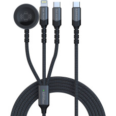 Кабель Promate USB Type-C - USB Type-C (M/M) Lightning 27W 60W Apple MagSafe 1 2.5W, 4A, 1.5 м, Black (icharge-trio.black)