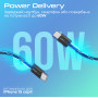 Кабель Promate USB Type-C - USB Type-C (M/M), 3 A, 60 W, 1.2 м, EcoLine-CC120 Black