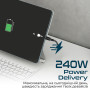 Кабель Promate USB Type-C - USB Type-C (M/M), 5 A, 240 W, 2 м, PowerBolt240 Black