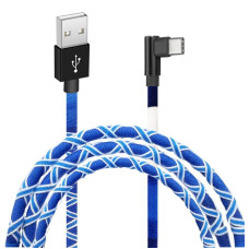 Кабель Grand-X USB-USB-С, 2.1A 1м White/Blue, угл. USB-C (FC-08WB)