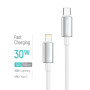 Кабель ColorWay USB Type-C - Lightning (M/M), zinc alloy braided, 3А, 1 м, White (CW-CBPDCL098-WT)