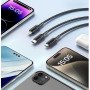 Кабель Essager Simple 3 in 1 USB - MicroUSB+USB Type-C+Lightning (M/M), 100W, 1.2 м Black (EXCMTL-JJ01-P)