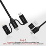 Кабель Promate USB + USB Type-C - Lightning + micro USB + USB Type-C (M/M), 3 A, 60 W, 1.2 м, PentaPower Black