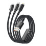 Кабель Essager Simple 3 in 1 USB - MicroUSB+USB Type-C+Lightning (M/M), 100W, 1.2 м Black (EXCMTL-JJ01-P)