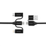 Кабель Promate USB + USB Type-C - Lightning + micro USB + USB Type-C (M/M), 3 A, 60 W, 1.2 м, PentaPower Black