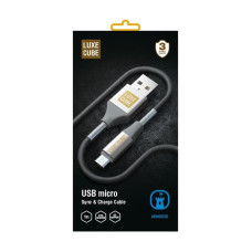 Кабель Luxe Cube Armored USB-microUSB, 1м, серый (8886668686105)
