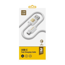 Кабель Luxe Cube USB-USB Type C, 3А, 1м, белый (8889998698469)