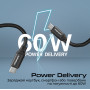 Кабель Promate USB Type-C - USB Type-C (M/M), 3 A, 60 W, 1.2 м, Springy Black