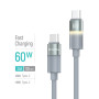 Кабель ColorWay USB Type-C - USB Type-C (M/M), warm light, 3А, 1 м, Grey (CW-CBPDCC092-GR)