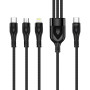 Кабель ColorWay Lightning + micro USB + USB Type-C (M/M), 3.0 А, 1.2 м, Black (CW-CBPDU3060-BK)