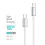 Кабель ColorWay USB Type-C - USB Type-C (M/M), zinc alloy braided, 5А, 1 м, White (CW-CBPDCC098-WT)