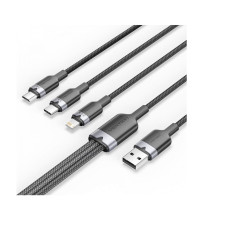 Кабель Vention USB - USB Type-С/microUSB/Lightning (M/M), 60W, 3А, 1.5 m, Black (CTPBG)