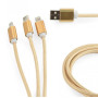 Кабель Cablexpert (CC-USB2-AM31-1M-G) USB BM - Lightning/MicroUSB/USB-C, 1м, золотистий