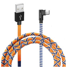 Кабель Grand-X USB - microUSB, 2.1A, 1м, Orange/Blue, угл. micro USB (FM-08OB)