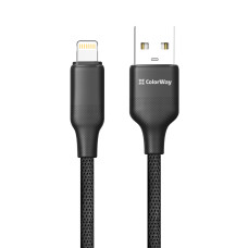 Кабель ColorWay USB - Lightning (M/M), TPE embossed, 3А, 2 м, Black (CW-CBUL102-BK)