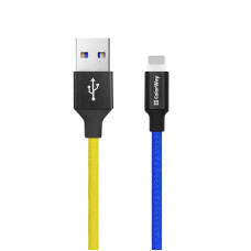 Кабель ColorWay USB-Lightning, 2.4А, 1м, Blue/Yellow (CW-CBUL052-BLY)