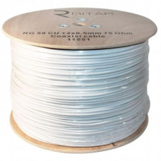Кабель телевизионный Ritar RG-59, 0,81 мм.CU, 64x0.12m CCA экран,+2*0.5power, white PVC (RT-W305-RG59+2x0.5mm)