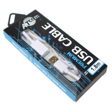 Кабель Atcom (13425) USB 2.0 AM/AF, 1.8м, белый + Gold plated, блистер