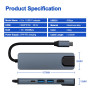 Концентратор USB-C ProLogix (PR-WUC-103B) 5 in 1 USB3.1 Type C to HDMI+2*USB3.0+USB C PD+Lan HUB
