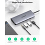 Концентратор USB Type-C Ugreen CM179 3xUSB 3.0 + HDMI + VGA + RJ45 1000M Ethernet + Cardreader + 3.5 мм, Gray (80133)