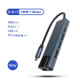 Концентратор USB-C ProLogix (PR-WUC-103B) 5 in 1 USB3.1 Type C to HDMI+2*USB3.0+USB C PD+Lan HUB