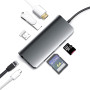 Концентратор USB-C ProLogix (PR-WUC-105B) 7 in 1 USB3.1 Type C to HDMI+2*USB3.0+PD+Lan+TF+SD HUB