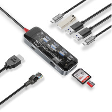 Концентратор USB Type-C Promate TransHub-Go 9 in 1 Grey