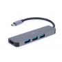 Концентратор USB-C Cablexpert 3хUSB3.1 металл, Grey (A-CM-COMBO2-01)
