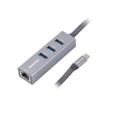 Концентратор USB Type-C Maxxter 4хUSB3.0, RJ-45 Grey (NECH-3P-02)