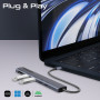 Концентратор USB Type-C Promate LinkHub-5x 5 in 1 Grey