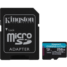 Картка пам'ятi KINGSTON microSDXC 256Gb Canvas Go+ U3 V30 (R170/W90)+ad