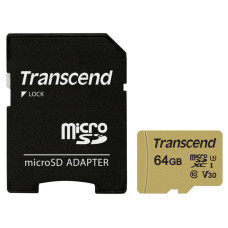 Картка пам'ятi TRANSCEND microSDXC 500S 64GB UHS-I U3 + ad