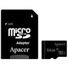 Картка пам'ятi APACER microSDXC 64GB UHS-I U1+adapter