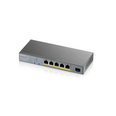 Коммутатор для видеонаблюдения ZYXEL GS1350-6HP (GS1350-6HP-EU0101F) (1xGE PoE++, 4хGE PoE+, 1xSFP, PoE max 60W, металл, NebulaFlex Pro, питание до 250м, автоперезагрузка PoE-портов, L2)