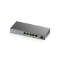 Коммутатор для видеонаблюдения ZYXEL GS1350-6HP (GS1350-6HP-EU0101F) (1xGE PoE++, 4хGE PoE+, 1xSFP, PoE max 60W, металл, NebulaFlex Pro, питание до 250м, автоперезагрузка PoE-портов, L2)