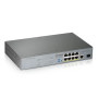Коммутатор для видеонаблюдения ZYXEL GS1300-10HP (GS1300-10HP-EU0101F) (1хGE, 8xGE PoE+, 1хSFP, Max PoE 130W, металл, дальность передачи питания до 250 м)