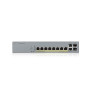 Коммутатор для видеонаблюдения ZYXEL GS1350-12HP (GS1350-12HP-EU0101F) (8xGE PoE+, 2xGE, 2xSFP, PoE max 130W, NebulaFlex Pro, питание до 250м, автоперезагрузка PoE-портов, L2)