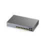 Коммутатор для видеонаблюдения ZYXEL GS1350-12HP (GS1350-12HP-EU0101F) (8xGE PoE+, 2xGE, 2xSFP, PoE max 130W, NebulaFlex Pro, питание до 250м, автоперезагрузка PoE-портов, L2)