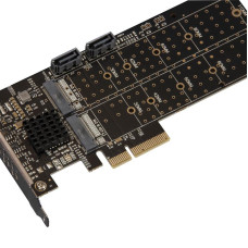 Плата расширения Frime (ECF-PCIEtoSSD012.LP) PCI-E-2хM.2+2хSATA, 88SE9215