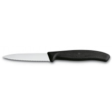 Кухонный нож Victorinox SwissClassic для нарезки 8 см, волнистое лезвие, черный (6.7633)