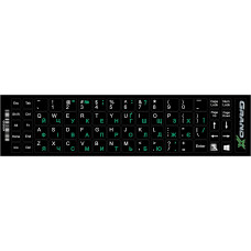 Наклейка на клавиатуру Grand-X 68 keys Green, Latin Ukr white (GXDGUA)