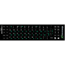Наклейка на клавиатуру Grand-X 68 keys Cyrillic green, Latin white (GXDPGW)