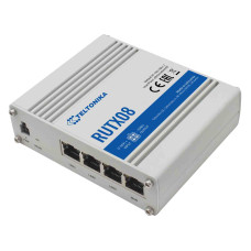 Маршрутизатор Teltonika RUTX08 (RUTX08000000) (industrial, 1xGE WAN, 3xGE LAN, USB, MODBUS, 4 pin DC, IP30, ALU Case, RMS, CLI, IoT, монтаж DIN rail )