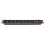 Силовой блок Eserver 19" 8 розеток, выкл., алюм. корпус PDU 220В, 16А (WT-2261A-GER-8WAY-WO)
