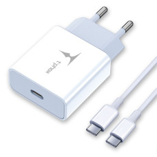 мережева зарядка T-PHOX PD 18W Charger+Type-C-C 60W cable 1m (Біла)
